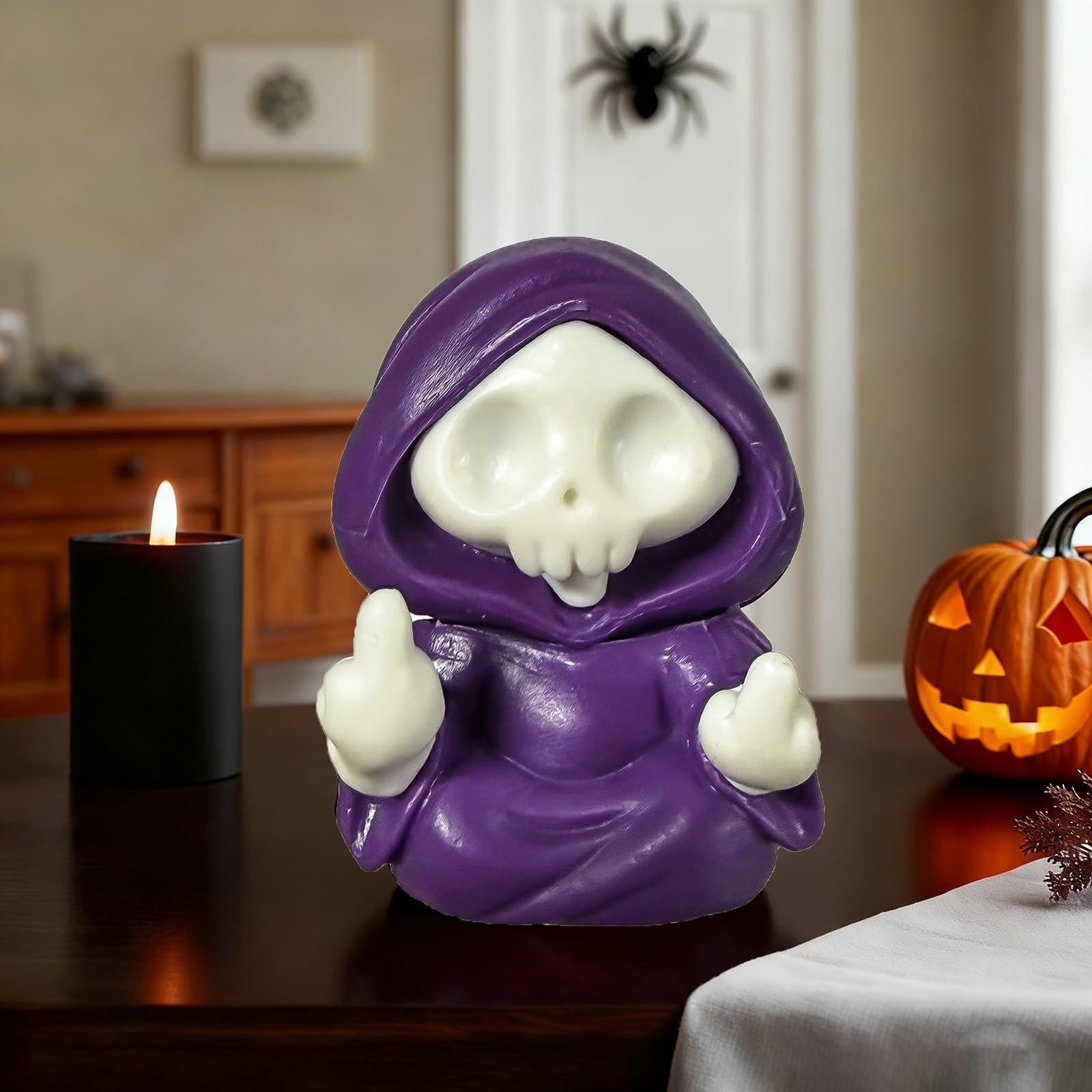 Halloween Ghost Figurine, Funny Glow in The Dark Spooky Resin Ghost with Pumpkin Basket Statue, Cute Decor for Halloween Decorations Indoor, Porch Indoor Home Decor Gifts